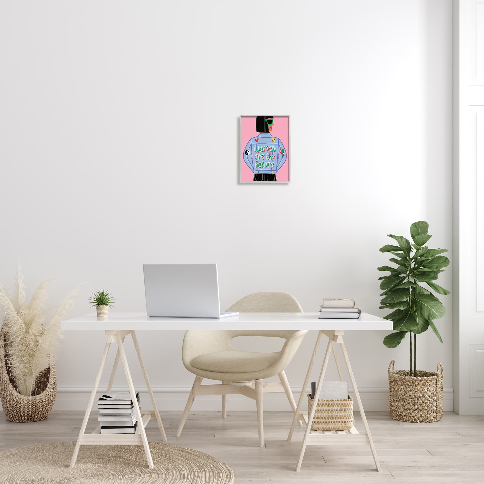 Stupell Industries Women Are The Future Girl Power Quote Denim Jacket in Frame Wall Art
